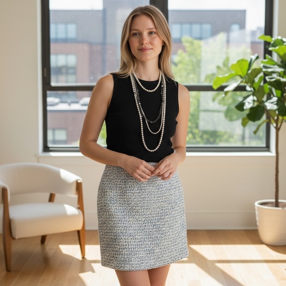 Tahari Multi Color Textured Lined Midi Skirt - Picture 1 of 11